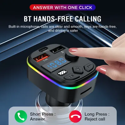 Car MP3 Player Bluetooth-Compatible 5.3 Support TF Card U Disk Car Charger Dual USB Type C Car FM