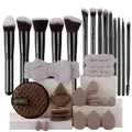 Nouveau 14 pièces pinceaux de maquillage ensemble fond de teint fard à paupières surligneur Blush correcteur femme outil de beauté bouffée éponges de beauté pouces bouffées