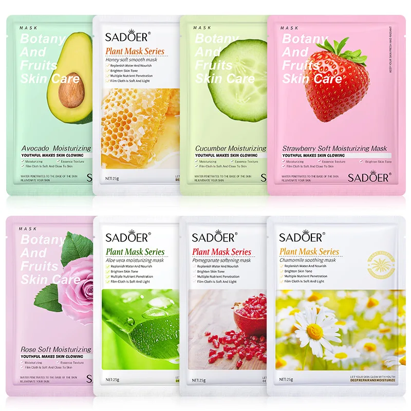 8 pièces SADOER Fruits masque Facial beauté masques de soin du visage hydratant raffermissant hydratant masque Facial soins du visage cosmétiques coréens