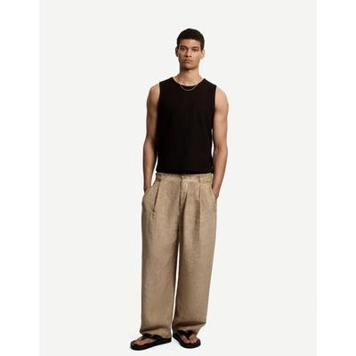 Bershka Balloon Fit Linen Trousers Men 32 Sand