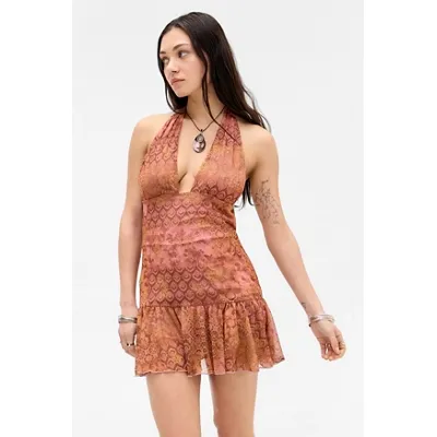 Silence + Noise Strobe Halterneck Skort Dress - Pink 2XS at Urban Outfitters