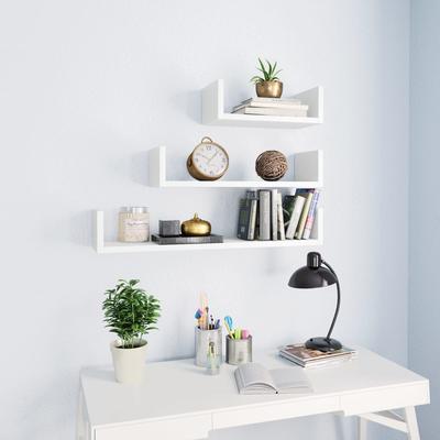 TEMU Set Of 3 White Wooden Shelves Image