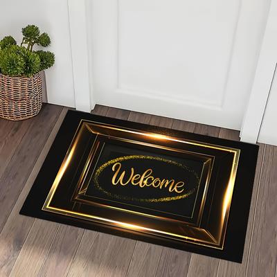 TEMU A Stylish Modern Entrance Rug With Elegant Golden Threads, Featuring A Non-slip Design And Suitable For Indoor/outdoor Home Decor. Image