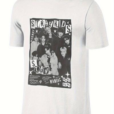TEMU Stray Cool Tee 5 Holiday Comeback Sleeve Kpop T Shirt Print T Shirt Unisex Tee Retro Graphic Short Sleeves Causal Sports T-shirt Round Necktops Women Men Activewear Special Gifts Suitable Image