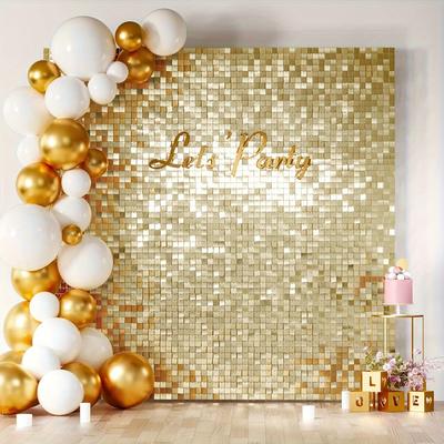 TEMU Shimmer Backdrop Panels Shimmer Wall Backdrop For Christmas Party Wedding Birthday Engagement Parties Anniversary Decoration, Easter Room Decor Image