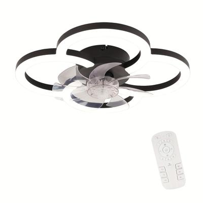 TEMU Smart Led Ceiling Fan With Lighting - 40w Mute Chandelier Fan With Remote Control Smart Dimmable Modern Chandelier 6-speed Timer Bedroom Ceiling Fan For Kitchen Dining Room Image