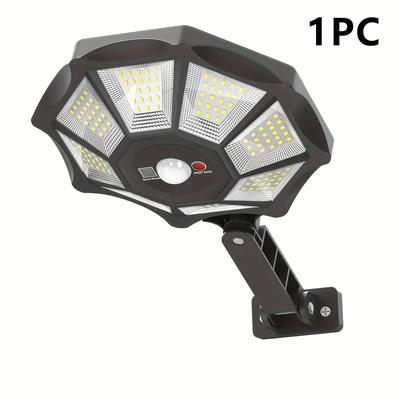TEMU 1/2pcs 168led/cob Octagonal Solar Outdoor Light, 168 Led Beads, 180 ° Adjustment, Remote Control And Pole - Gardens, Courtyards And Commercial Use Image