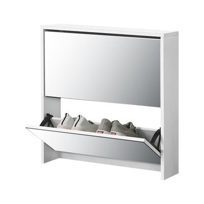 TEMU Shoe Kipper Mirrored With 2 Or 3 Flaps Shoe Cabinet Storage For 6 Or 9 Pairs Of Shoes Chest Of Drawers En.casa, Space-saving Storage Solution, , Durable Chipboard With Melamine Coating Image