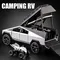 1:24 Cybertruck Camping Pickup Mit Motorrad SUV Off Road Legierung Auto Diecast Modell Sammeln Hobby Display Ornamente Kinder Spielzeug