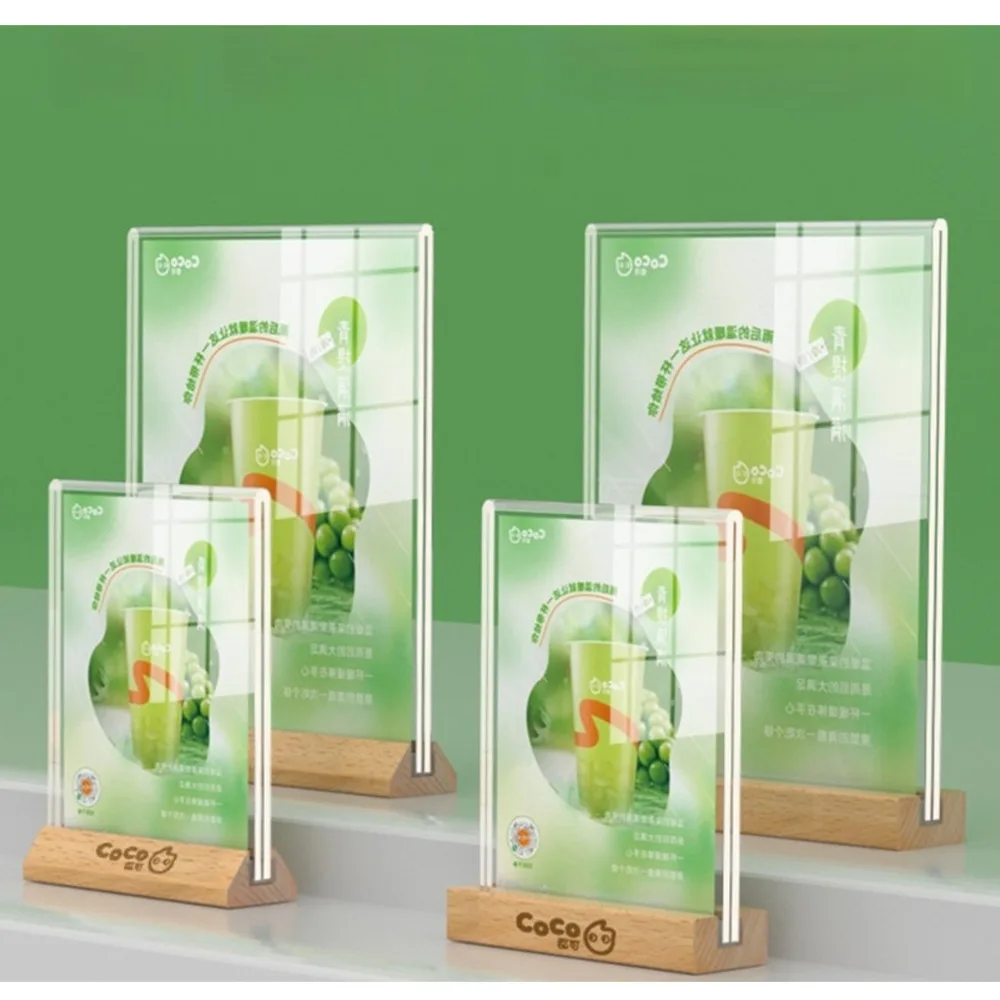 A6 100 x 150 mm Holz Menü Papierhalter Werbung Poster Foto Bilderrahmen Preisschild Halter Acryl Schilderhalter Displayständer