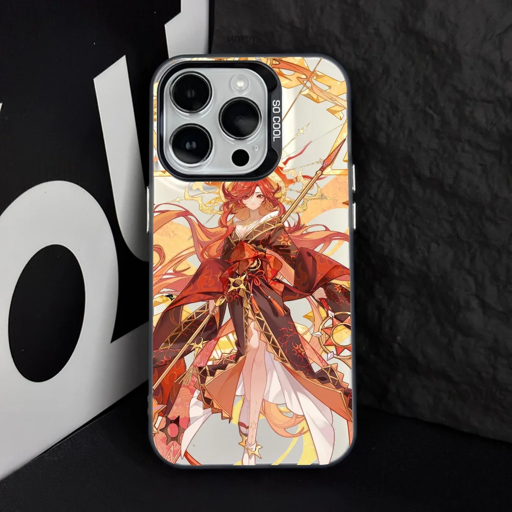 Genshin Impact Mavuika Handyhülle IMD Farbe Silber Shell für IPhone 16 15 14 13 12 11 Pro Max Plus Image