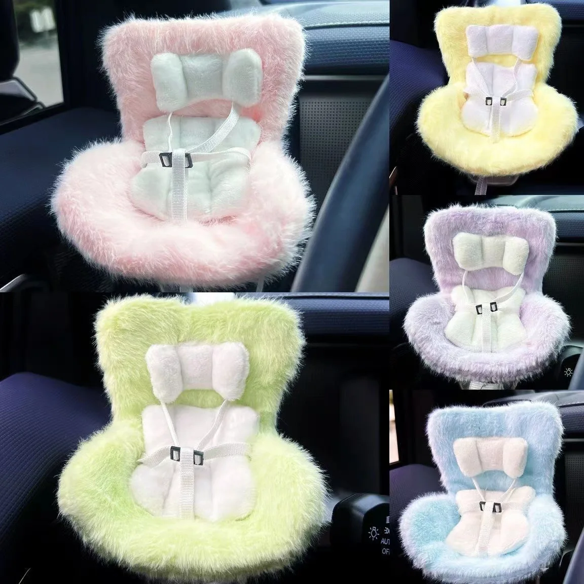 Siège de sécurité de poupée de voiture pour 17cm, modèle de chaise de dessin animé, décor de sortie de siège de voiture pour poupée, style intérieur de voiture