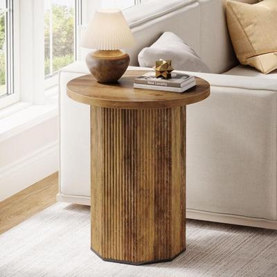 Tribesigns - Runder Beistelltisch, Kleiner Holz Beistelltisch, 50 50 64cm,Sofatisch, Couchtisch, Image