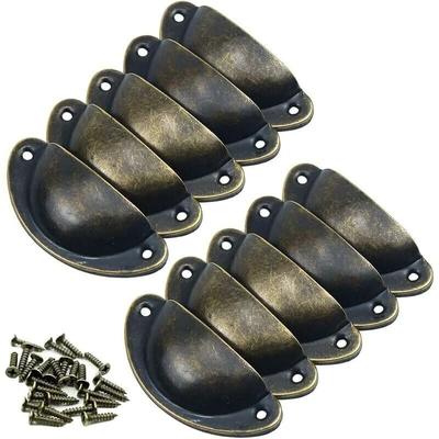 10 Stück Vintage-Muschelgriff, Türknauf, Möbelgriff, Retro-Türgriffe aus Eisen mit Schrauben für Image