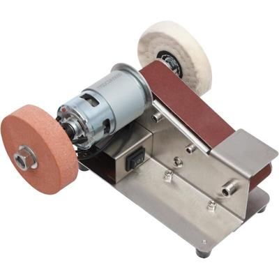 Bandschleifer Mini Schleifmaschine 775 Motor mit Schleifscheibe, Geweberad und 20 Schleifbänder Image