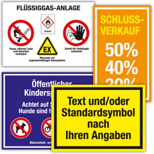 Dreifke® Aufkleber, Hinweisschild mit Text, Symbol und/oder Logo nach Angabe, Folie, bis 100x50 mm Image