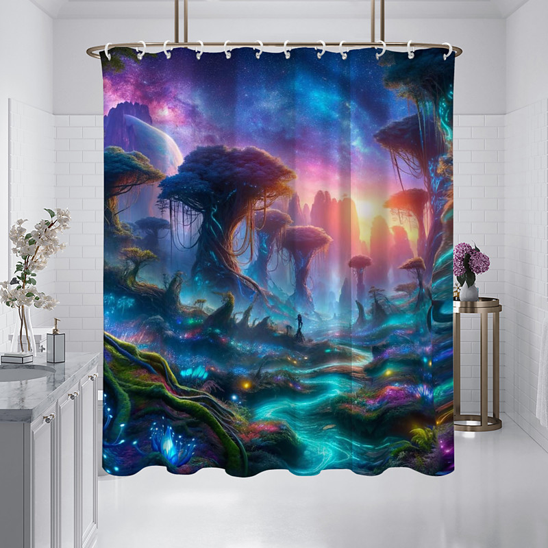 Shower Curtain with Hooks 180cm180cm(7070) Polyester Washable Waterproof Pattern Bathroom Bathtub Decor Van Gogh Oil painting Tree of Life