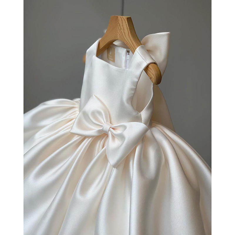 Kids Little Girls' Dress Solid Colored Wedding Party Special Occasion Ruffle Bow Light Blue Bean Paste White long sleeves Sleeveless Cute Elegant Princess Dresses Spring Summer 3-12 Years / Holiday