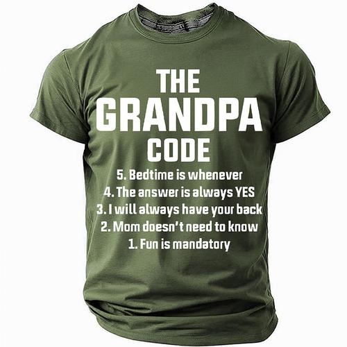 Men's The Grandpa Code Funny Slang T Shirt Funny Family Short Sleeve T shirt 3D Print Crew Neck Shirt Fashion Basic Street Casual Daily Black White Red Summer Spring Clothing Apparel