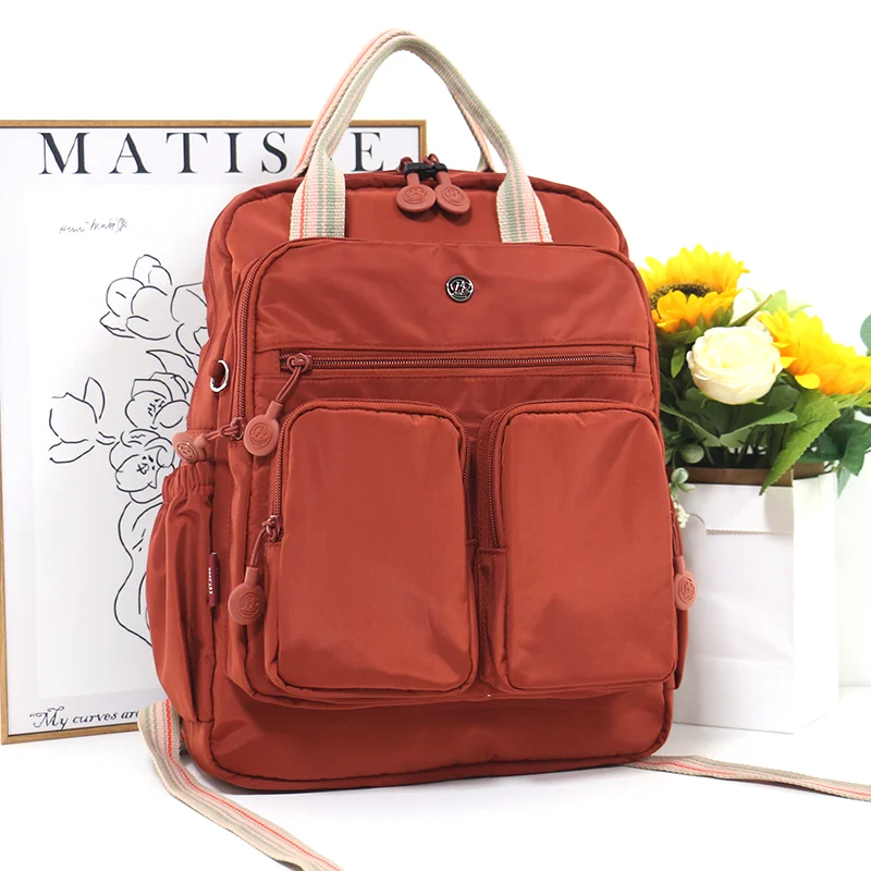 Sac à dos d'école en Nylon multi-poches, sac à dos décontracté pour femmes, sac d'école léger de grande capacité, sac à dos de voyage de grande capacité