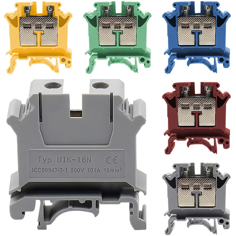 UK-2.5B DIN-Schiene Universal-Messingblock-Schraubklemme Verdrahtungsspannungsklemme UK1.5N/3N/5N/6N/10N/16N/25N/35N/50N Image