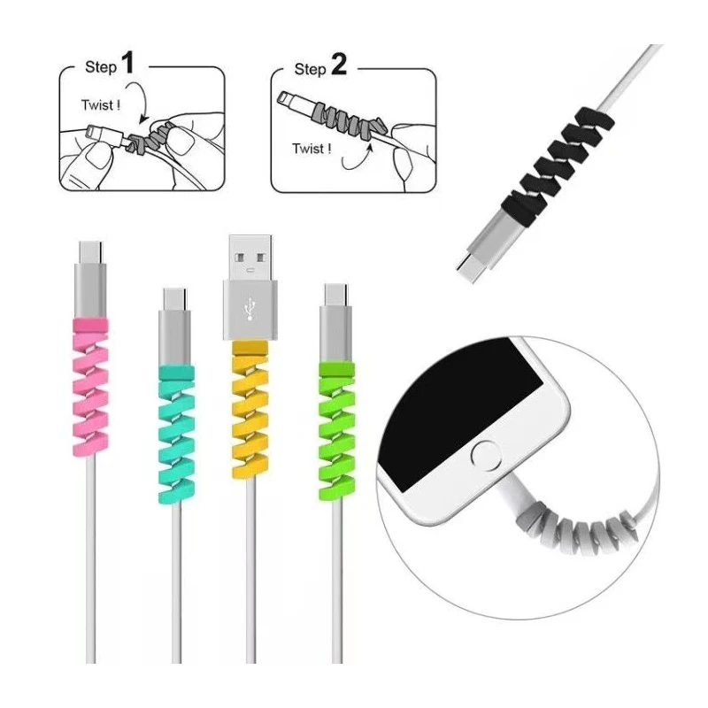 10/Stücke kabelschutz silikon ladekabel USB schutzhülle seil wickelmaschine draht klemme spirale wicklung zubehör Image