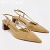 Elegante High Heels frauen Sandalen Spitz Frau Schuhe Slingback 2025, Sommer Chunky Wildleder Schuhe