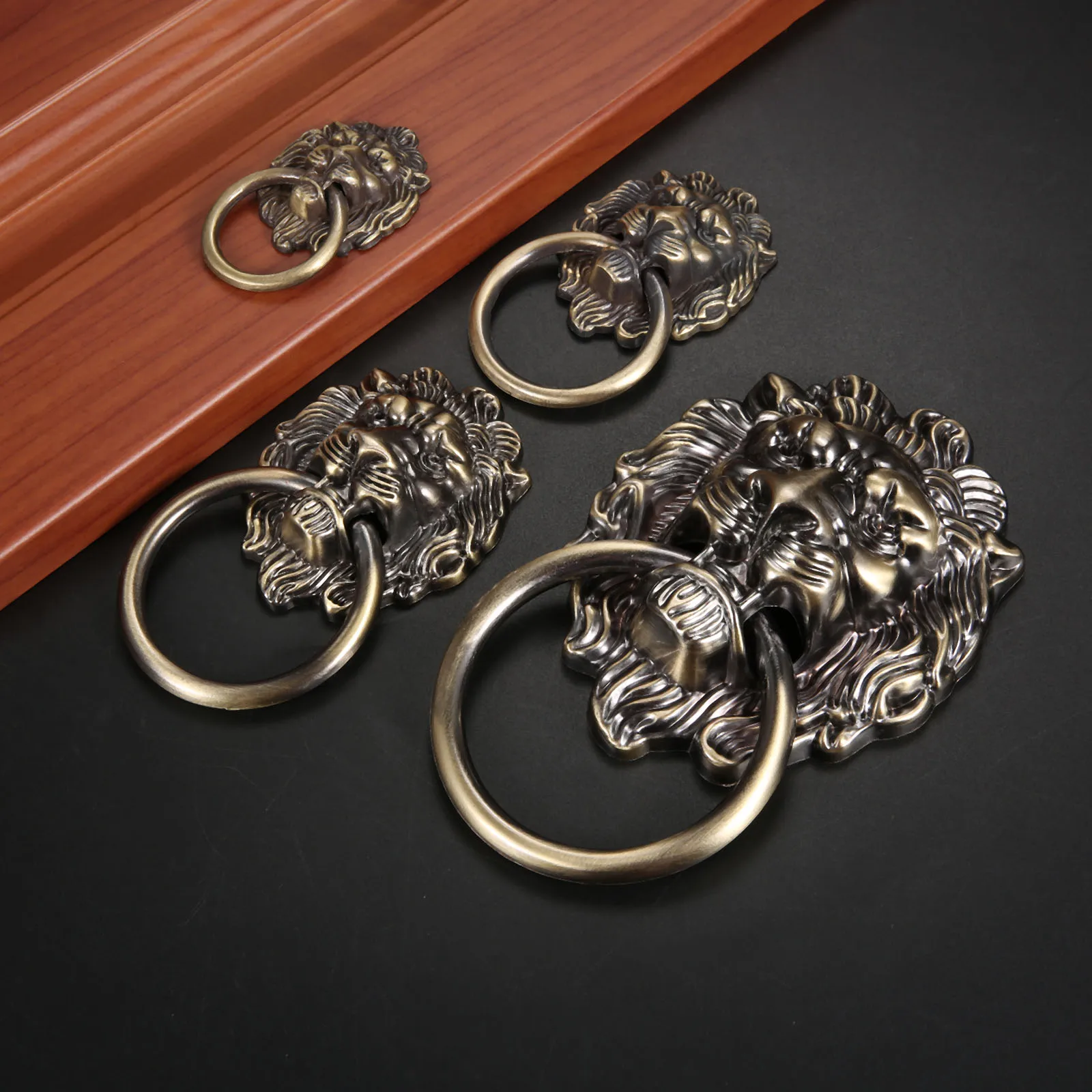 Vintage Lion Kopf Schrank Knöpfe und Griffe Möbel Tür Antike Möbel Griffe Schrank Schublade Ziehen Griff Knob Ring