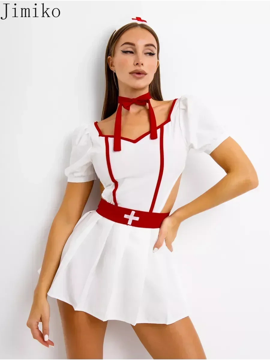 Frauen Sexy Freches Krankenschwester Kostüm s Cosplay Kleid Erwachsene Rollenspiel Body Schürze Set Krankenschwester Kostüm Damen Uniform 18+ Outfit Image
