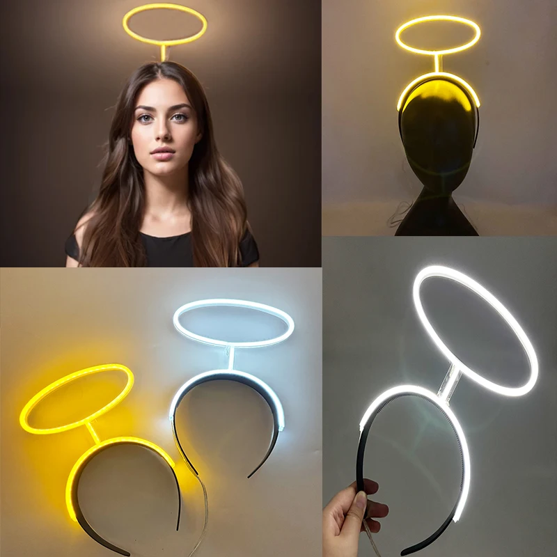 Kostüm Cosplay Stirnbänder Angel Halo Neonlicht Leuchtendes Stirnband Glow For Night Image