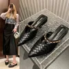 Pantoletten Frau Schuhe Sommer Hausschuhe Designer Rutschen Sexy Erwachsene Ferse mit Spitzen Kopf
