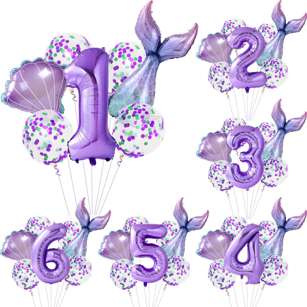 Meerjungfrau Geburtstag Dekoration Meerjungfrau Ballon Meerjungfrau Schwanz Ballon Meerjungfrau Dekor für 1.-6. Geburtstag Party Baby Dusche Dekoration Image