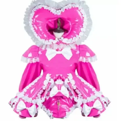 Sissy rotes sexy Dienstmädchenkleid mit Hut, Cosplay, PVC, abschließbar, individuelles Image