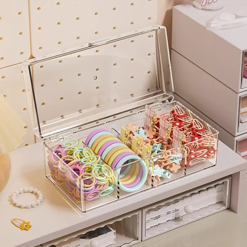 Transparente Kunststoff-Aufbewahrungsbox für Haarschmuck, leichte Kosmetik-Aufbewahrungsbox für die Arbeitsplatte Image