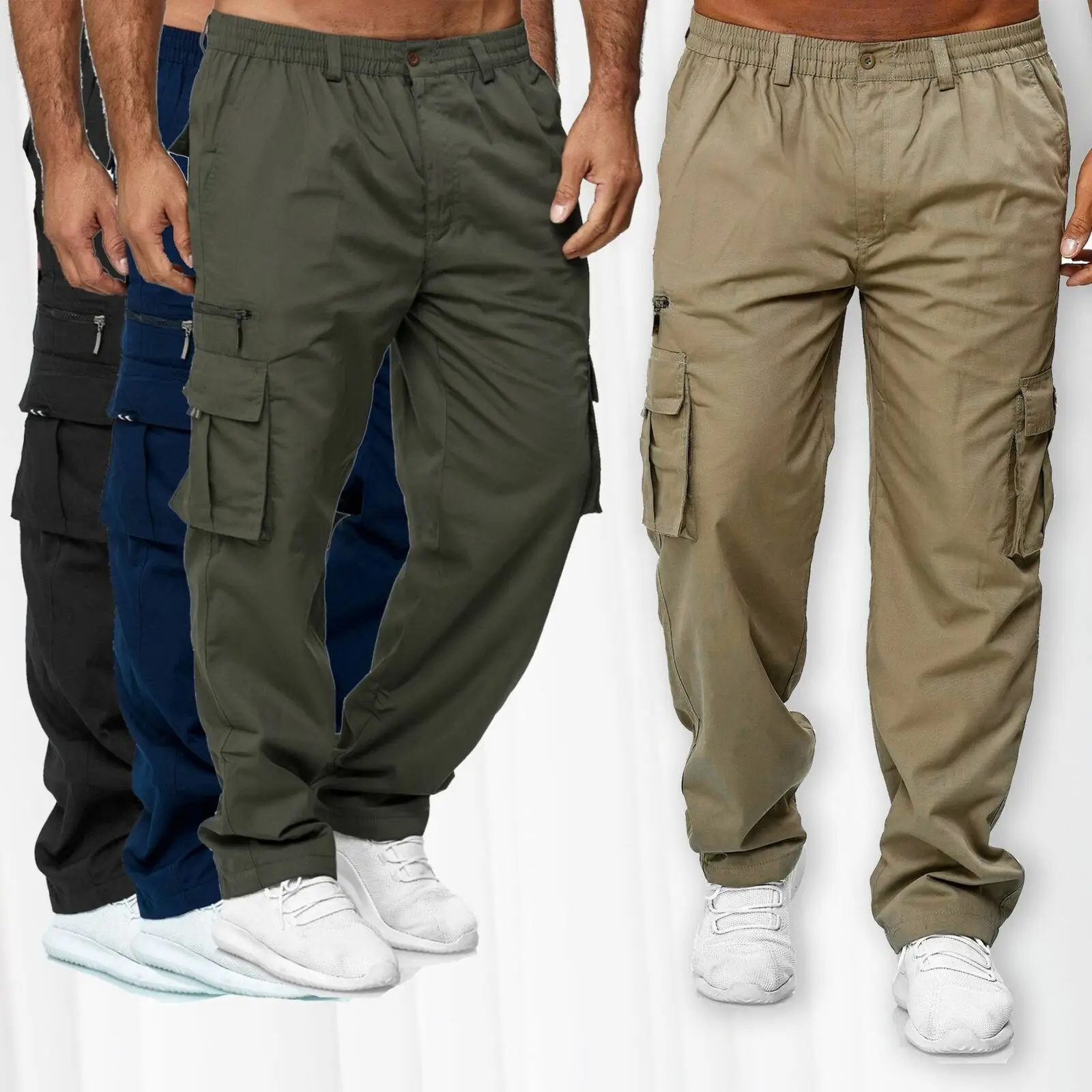 ArbeitshosenNeue lässige Herren-Arbeitshose mit mehreren Taschen, lockere lange Hose mit geradem Bein im Freien, Herren-Fitnesshose, Freizeithose Image