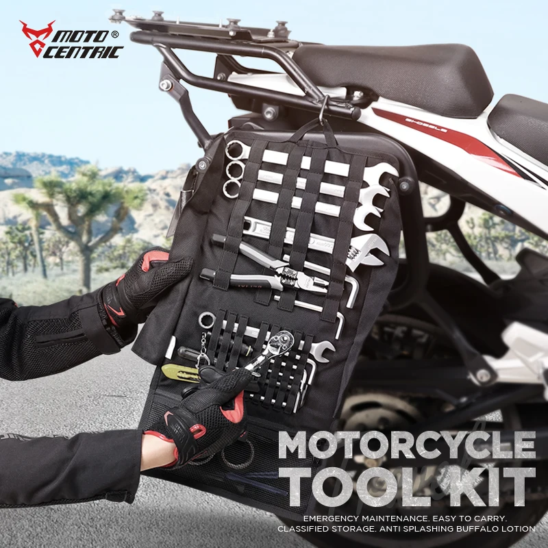 MOTOCENTRIC Tool Bag Large Wrench Roll Up Portable Pouch Bag Folding Storage Kit Pockets Kit for Motorcycle/Motocross Riding Image