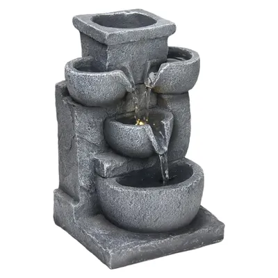 Polyresin decoration contemporary modern pots bowls water feature waterfall fountain for indoor outdoor garden patio