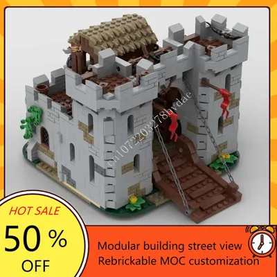 1180PCS MOC Mittelalterliche Burg Gebäude Block Modell REMAKE MOC-6074 Technische Ziegel DIY Montage Image