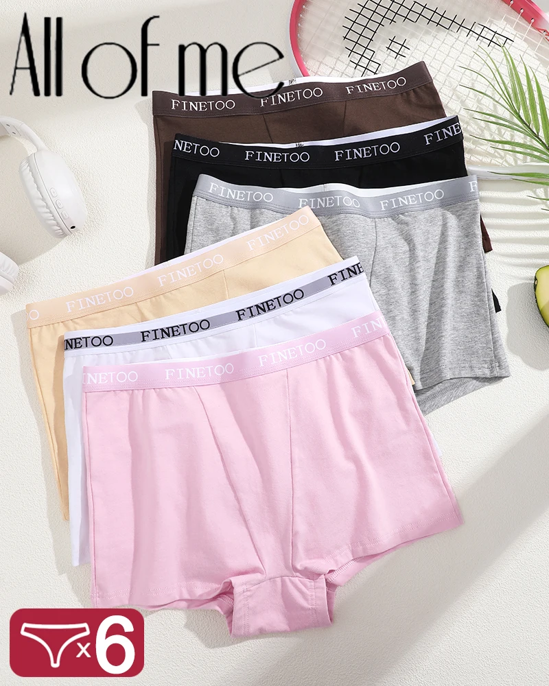 6 Teile/satz Frauen Baumwolle Atmungsaktive Höschen Patchwork Weiche Panty Mittlere Taille Finetoo Underpanties Vier shorts Sexy Flache Ecke Hose Image