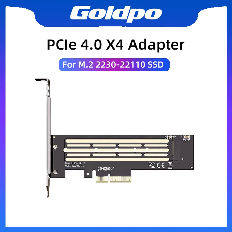 Goldpo PCIe 4.0 X4 Adapter, anwendbar auf M.2 2230/2240/2260/2280/22110 NVME 3.0 SSD 64 Gbit/s X8 X16 PC Solid State Erweiterungskarte Image