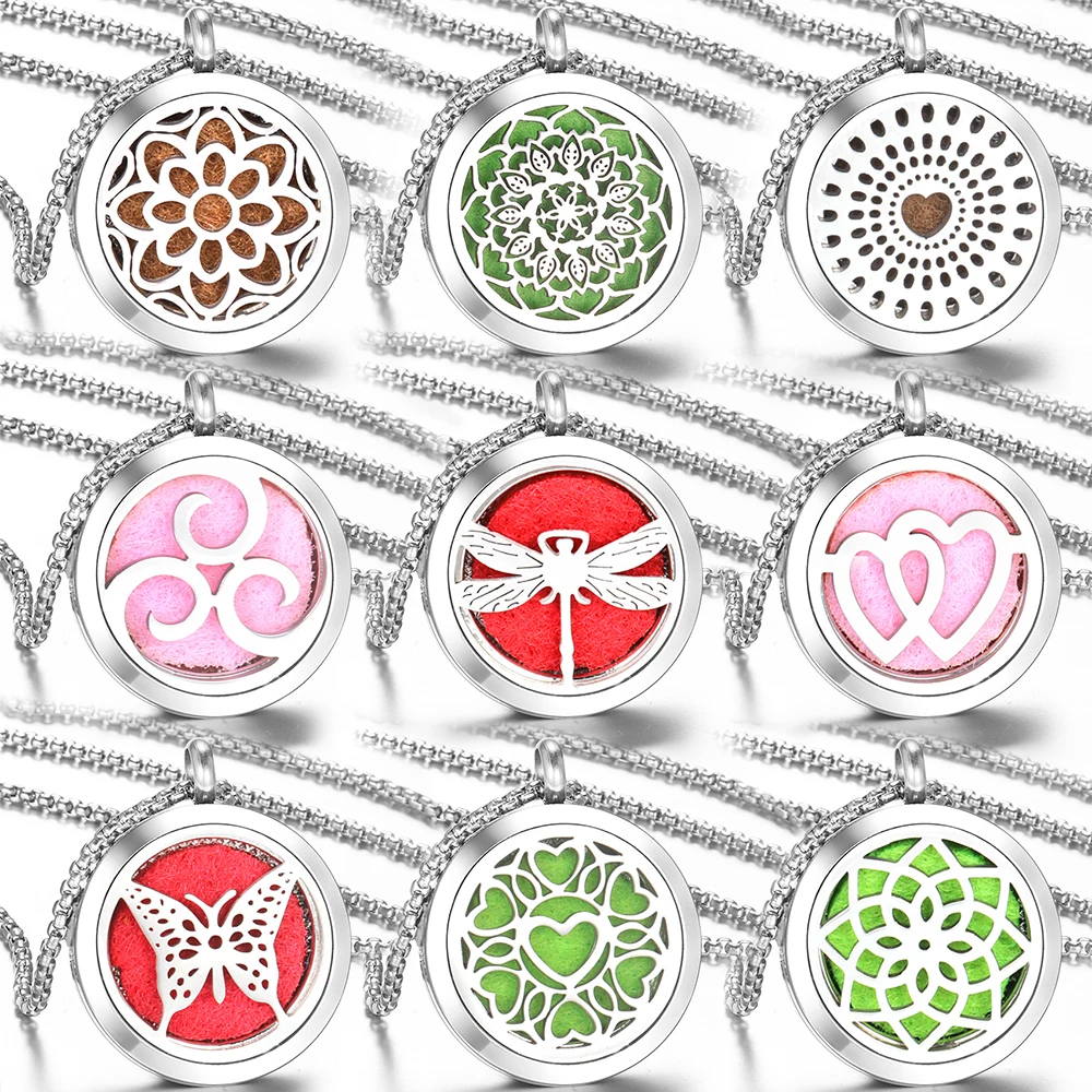 Blume Edelstahl Aromatherapie Ätherisches Öl Diffusor Halskette Neutral Parfüm Medaillons Anhänger Hohe Qualität Trendy Schmuck Image