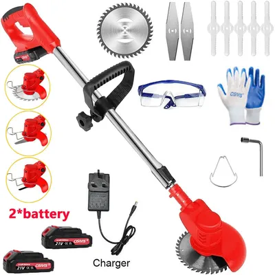 Electric Strimmer Grass Trimmer Weed Cutter Garden Edger 21V Cordless 2 Battery