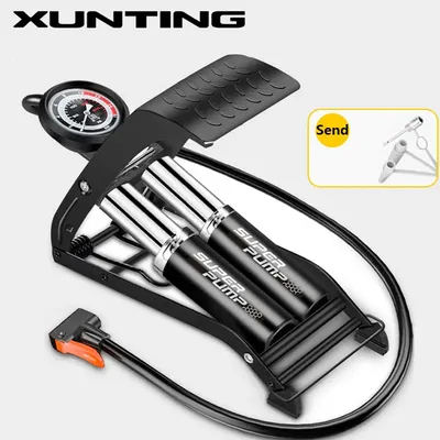Xunting Bike Foot Pump Air with Pressure Gauge Maximum 150psi Schrader Presta Tyre Inflator MTB Car Ball Bicycle Pump