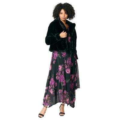 Plus Size Women's Faux Fur Cropped Shrug Jacket by Roaman's in Black (Size 22/24)