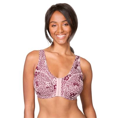 Plus Size Women's Cotton Front-Close Wireless Bra by Comfort Choice in Shell Pink Animal (Size 42 DDD)