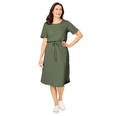 Plus Size Women's Curved Hem Dress by Woman Within in Olive Green (Size 1X)