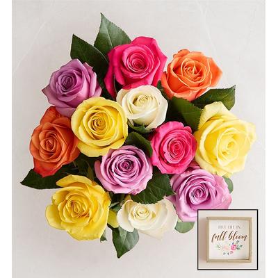 1-800-Flowers Flower Delivery One Dozen Assorted Roses Bouquet W/ Sign