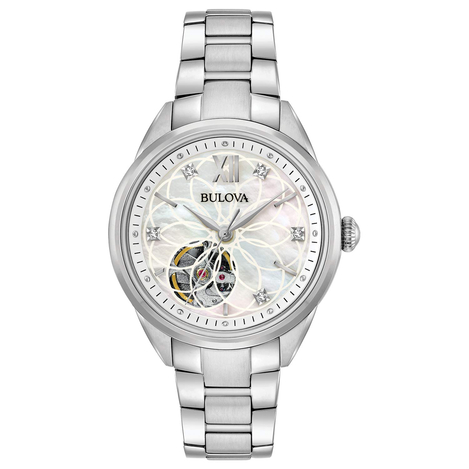 Bulova Automatic Ladies Womens Silver Watch 96P181 Stainless Steel - One Size | Bulova Sale | Discount Designer Brands