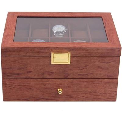 TEMU Yiyibyus Huspoo Vintage Wood Watch Box With 20 Slots – Double Layer Lockable Organizer, Lid, Cushioned Compartments For Men’s Watches, Jewelry Storage & Decor, Watch Accessories Image