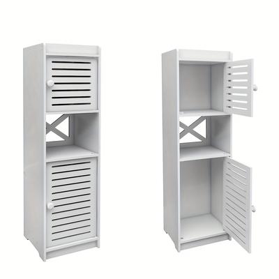 TEMU -saving Bathroom Storage Cabinet – Freestanding Multi-tier Organizer With Doors & Ventilation, 22x20x75cm, Pp Material For Small Spaces, Living Room, Or Bathrooms, Bathroom Organizers And Storage Image